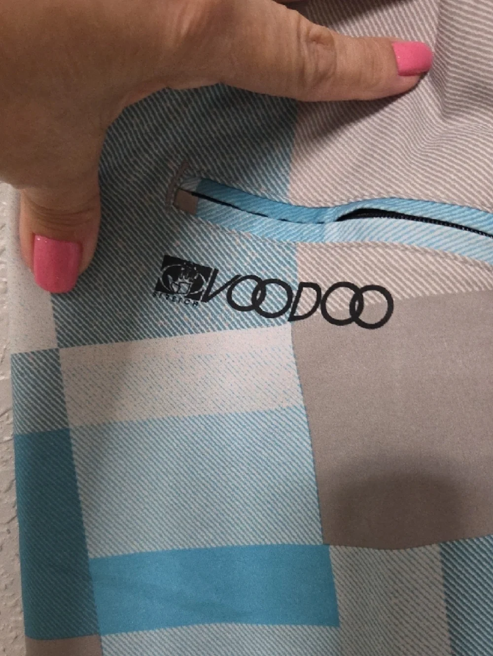 Blue & Gray Plaid Swim Trunks